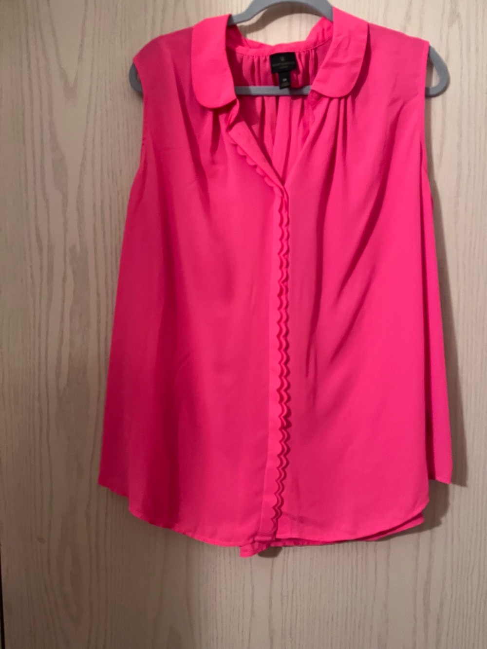 Worthington Bright Pink Sleeveless Blouse with Peter Pan Collar